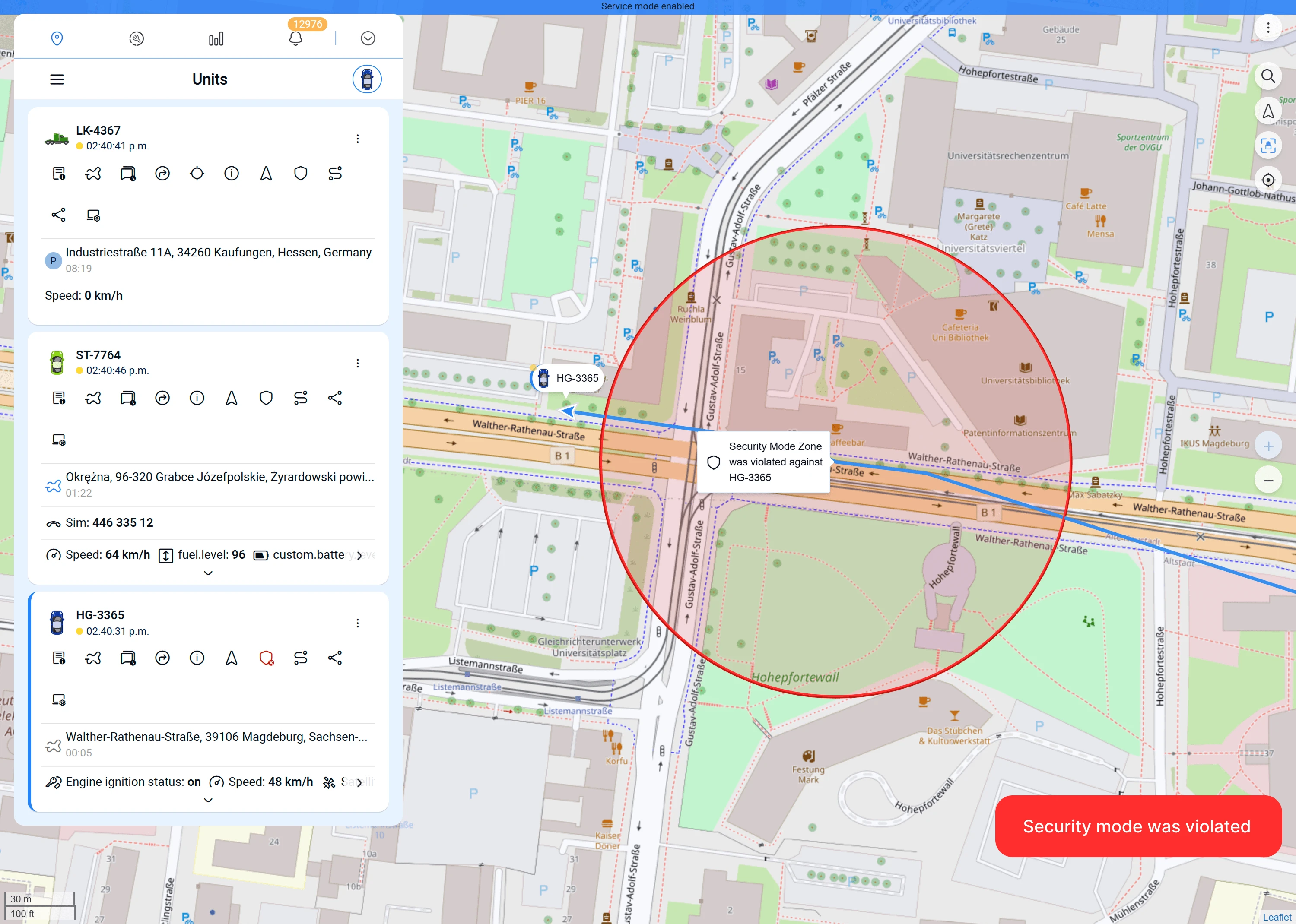 Security Zone Violated